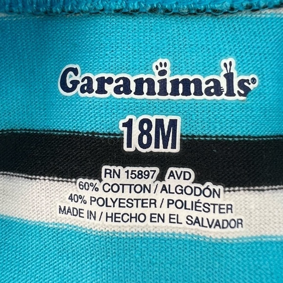 Garanimals Baby Blue Black White Striped Short Sleeve T-Shirt Size 18 Months - Picture 2 of 4